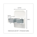 Broom Gripper, 3.12w x 1.85d x 3.34h, White/Gray, 3 Grippers/6 Strips