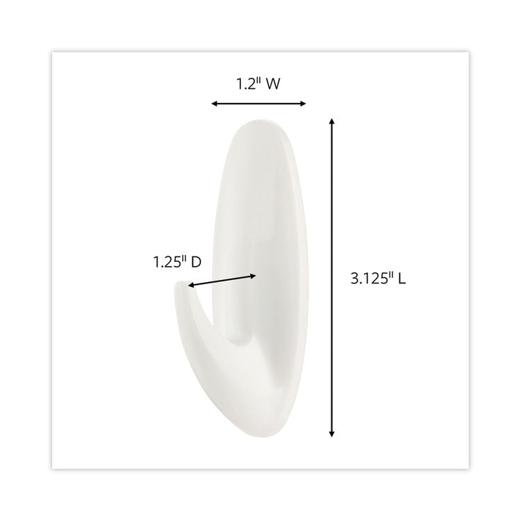Designer Hooks, Medium, Plastic, White, 3 lb Capacity, 13 Hooks and 16 Strips/Pack