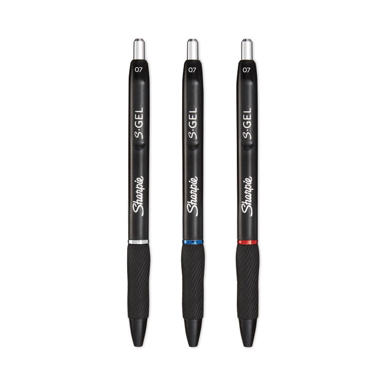 S-Gel High-Performance Gel Pen, Retractable, Medium 0.7 mm, Assorted Ink Colors, Black Barrel, Dozen