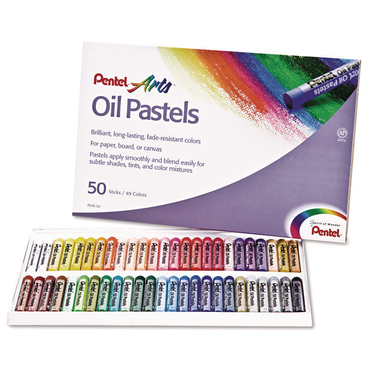 Oil Pastel Set With Carrying Case, 45 Assorted Colors, 0.38' Dia X 2.38", 50/pack