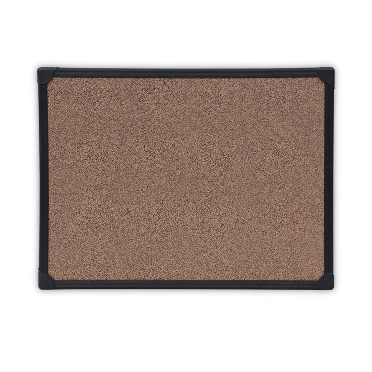 Tech Cork Board, 23.62" x 17.71", Brown Surface, Black Aluminum Frame