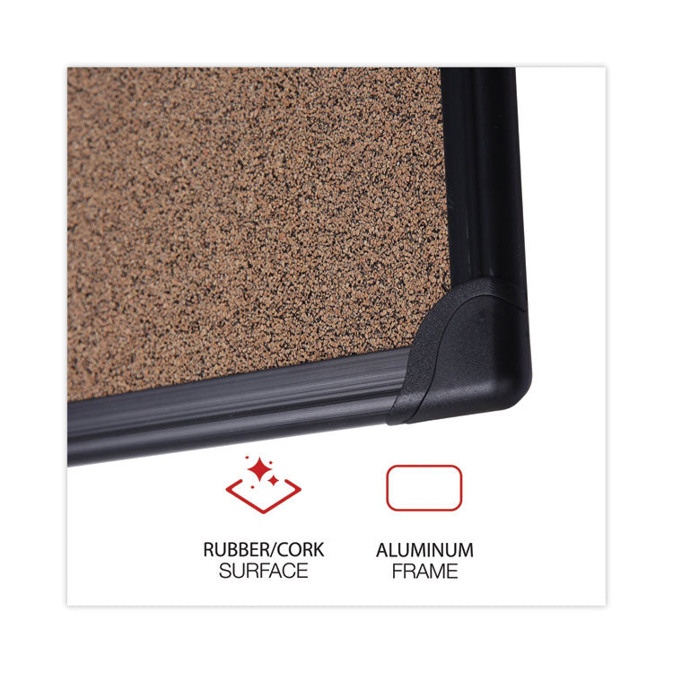 Tech Cork Board, 23.62" x 17.71", Brown Surface, Black Aluminum Frame