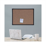 Tech Cork Board, 23.62" x 17.71", Brown Surface, Black Aluminum Frame