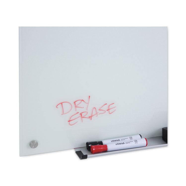 Frameless Glass Marker Board, 48" x 36", White Surface