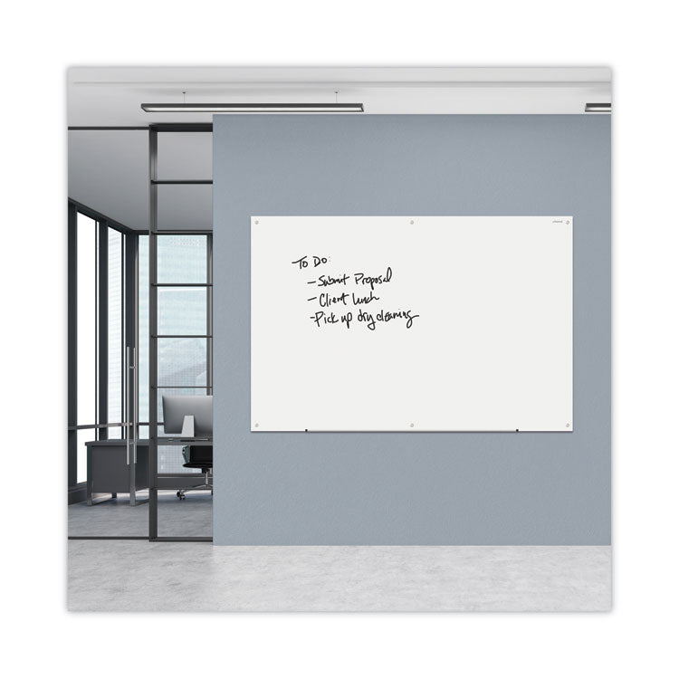 Frameless Glass Marker Board, 72" x 48", White Surface