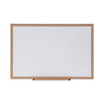 Deluxe Melamine Dry Erase Board, 36" x 24", White Surface, Oak Finished Fiberboard (MDF) Frame