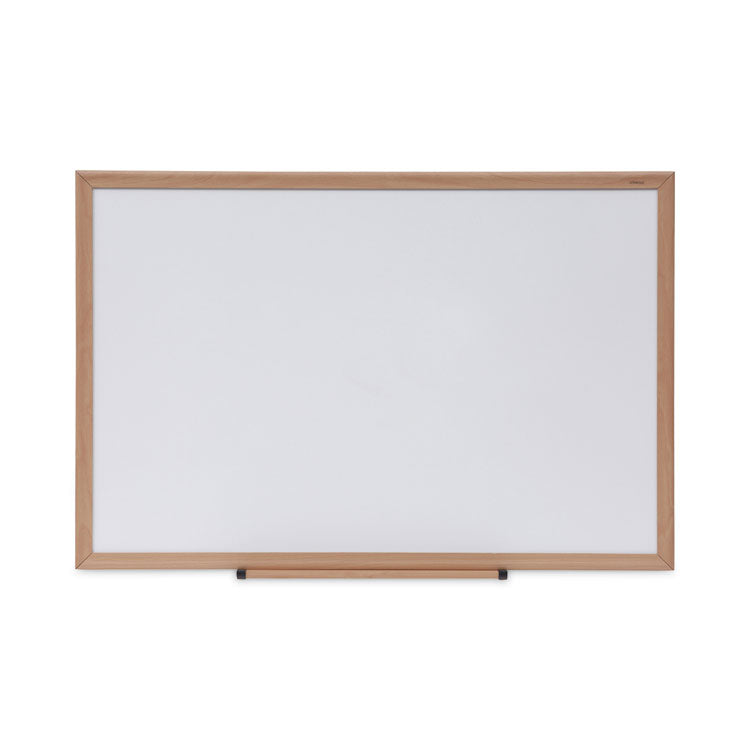 Deluxe Melamine Dry Erase Board, 36" x 24", White Surface, Oak Finished Fiberboard (MDF) Frame
