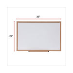 Deluxe Melamine Dry Erase Board, 36" x 24", White Surface, Oak Finished Fiberboard (MDF) Frame