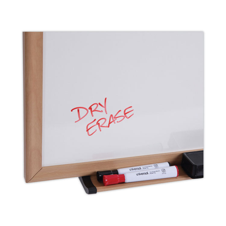 Deluxe Melamine Dry Erase Board, 36" x 24", White Surface, Oak Finished Fiberboard (MDF) Frame
