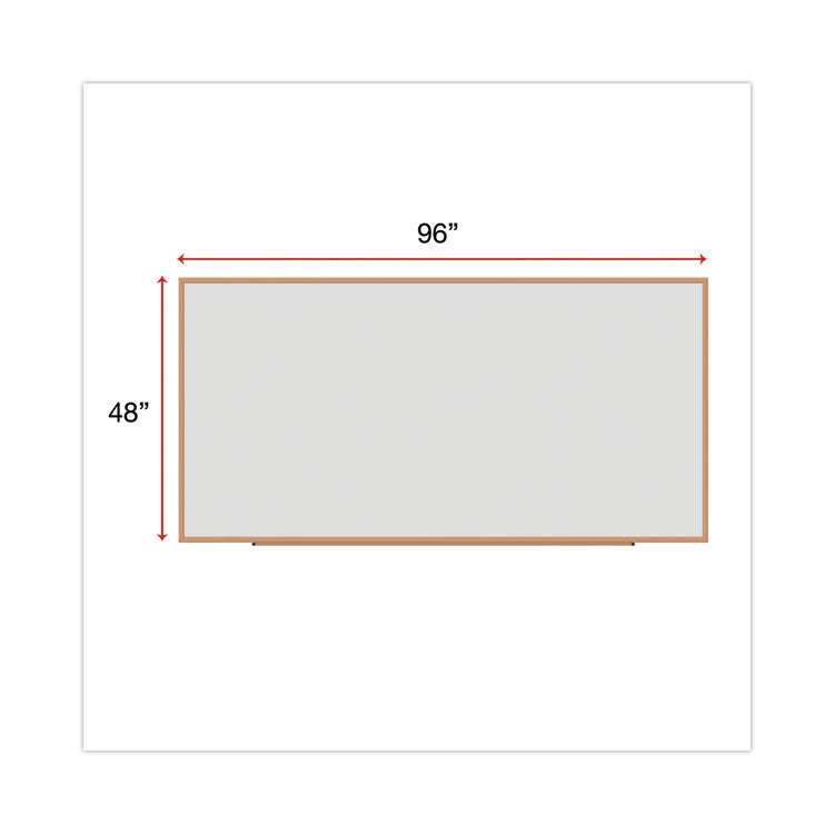 Deluxe Melamine Dry Erase Board, 96" x 48", White Surface, Oak Finished Fiberboard (MDF) Frame