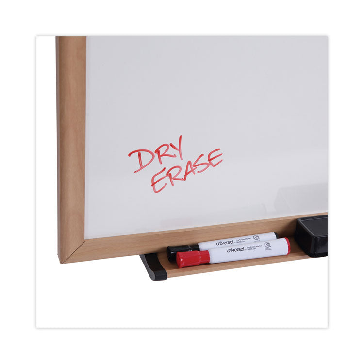 Deluxe Melamine Dry Erase Board, 96" x 48", White Surface, Oak Finished Fiberboard (MDF) Frame