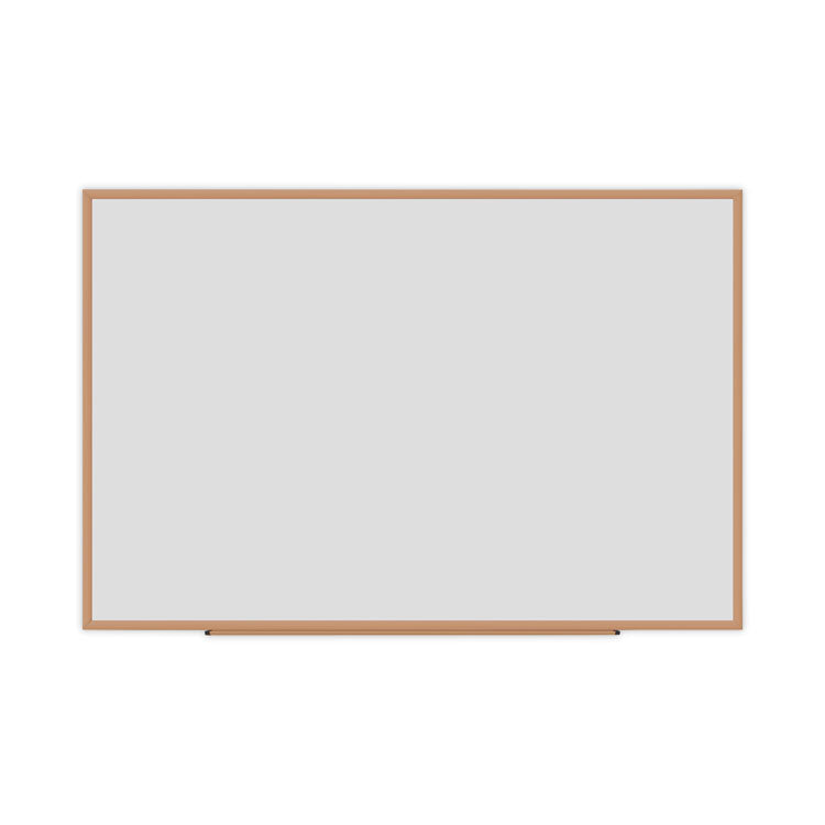 Deluxe Melamine Dry Erase Board, 72" x 48", White Surface, Oak Finished Fiberboard (MDF) Frame