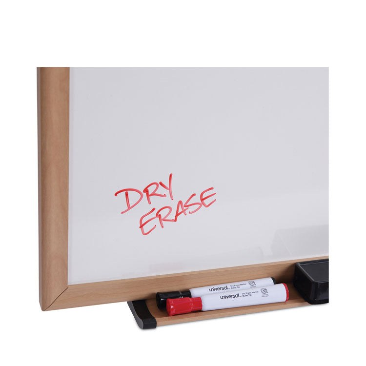 Deluxe Melamine Dry Erase Board, 72" x 48", White Surface, Oak Finished Fiberboard (MDF) Frame