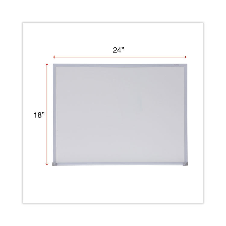 Melamine Dry Erase Board with Aluminum Frame, 24" x 18", White Surface, Anodized Aluminum Frame