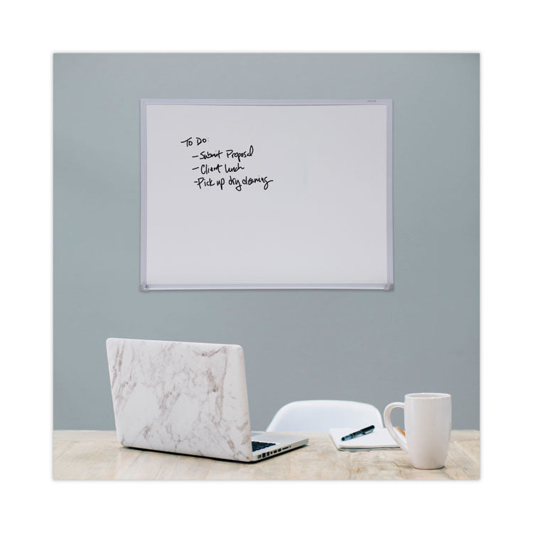 Melamine Dry Erase Board with Aluminum Frame, 24" x 18", White Surface, Anodized Aluminum Frame
