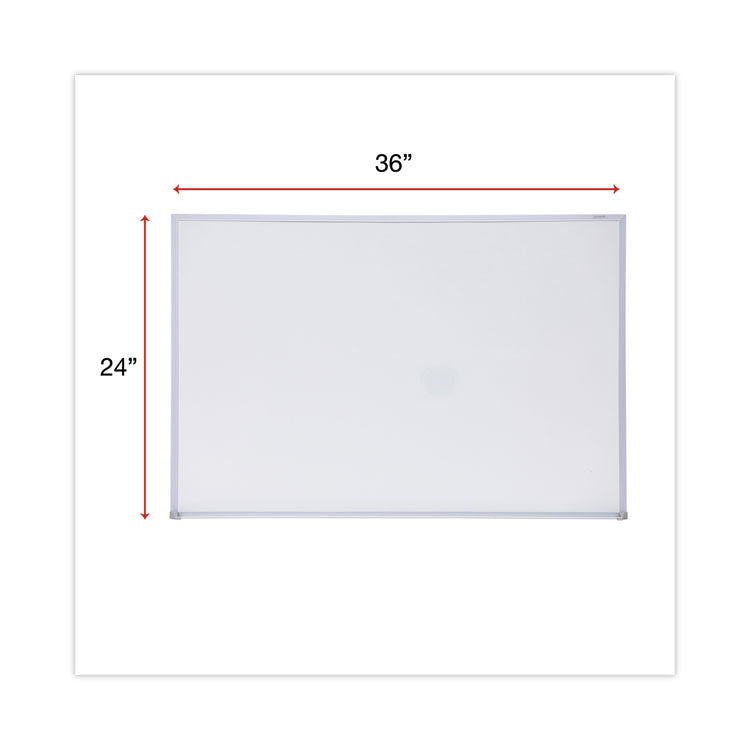 Melamine Dry Erase Board with Aluminum Frame, 36" x 24", White Surface, Anodized Aluminum Frame