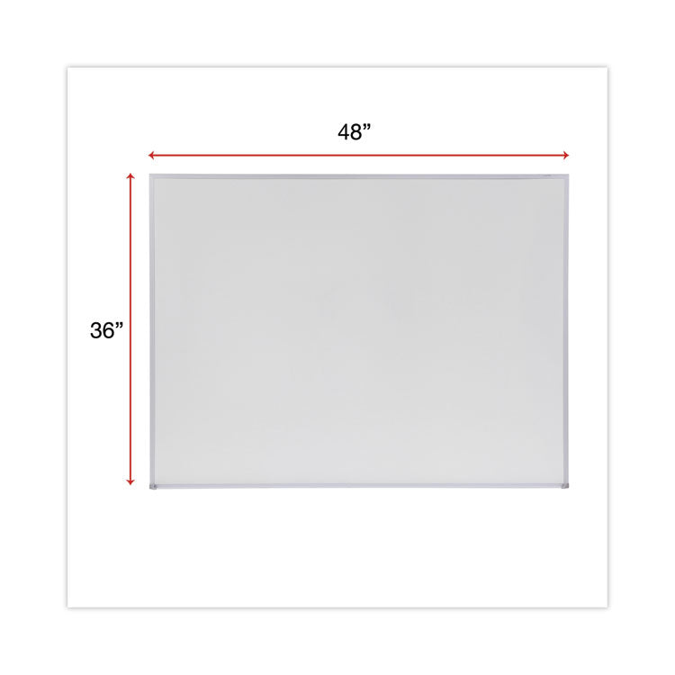Melamine Dry Erase Board with Aluminum Frame, 48" x 36", White Surface, Anodized Aluminum Frame