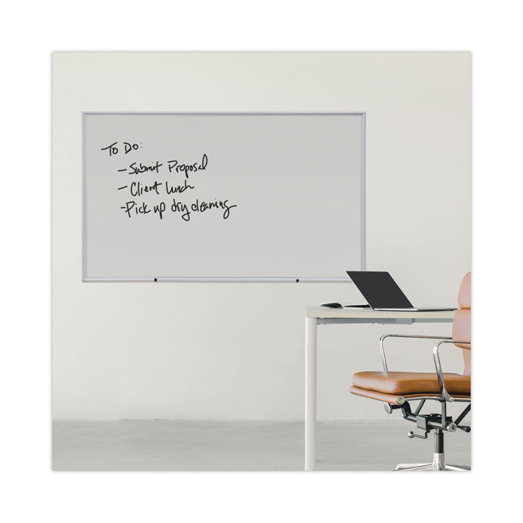 Deluxe Melamine Dry Erase Board, 60" x 36", White Surface, Anodized Aluminum Frame
