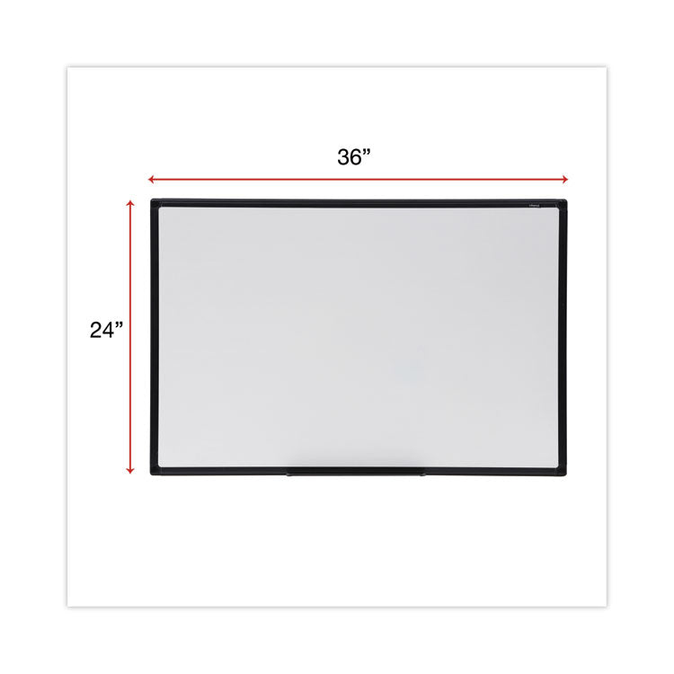 Design Series Deluxe Dry Erase Board, 36" x 24", White Surface, Black Anodized Aluminum Frame