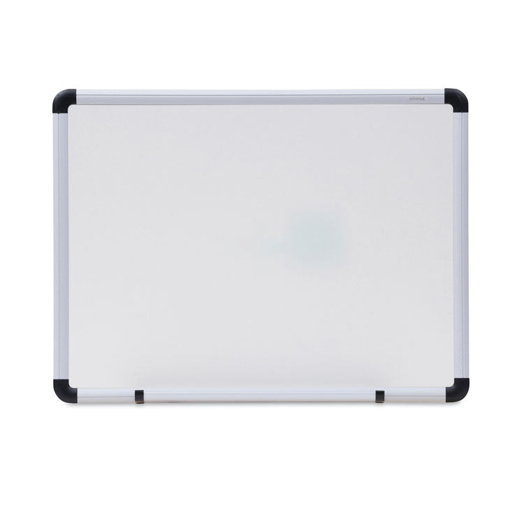 Modern Melamine Dry Erase Board with Aluminum Frame, 24" x 18", White Surface, Satin Aluminum Frame