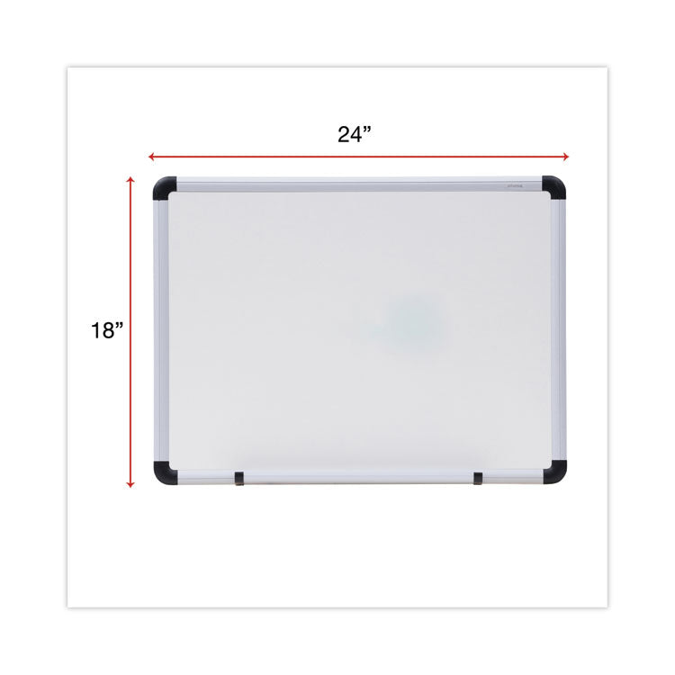 Modern Melamine Dry Erase Board with Aluminum Frame, 24" x 18", White Surface, Satin Aluminum Frame