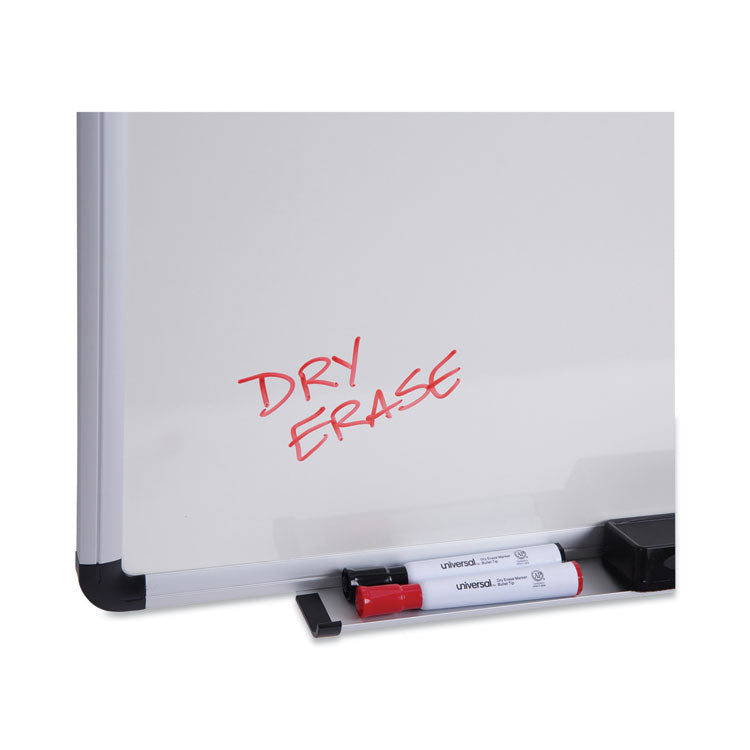 Modern Melamine Dry Erase Board with Aluminum Frame, 24" x 18", White Surface, Satin Aluminum Frame