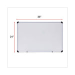 Modern Melamine Dry Erase Board with Aluminum Frame, 36" x 24", White Surface, Satin Aluminum Frame