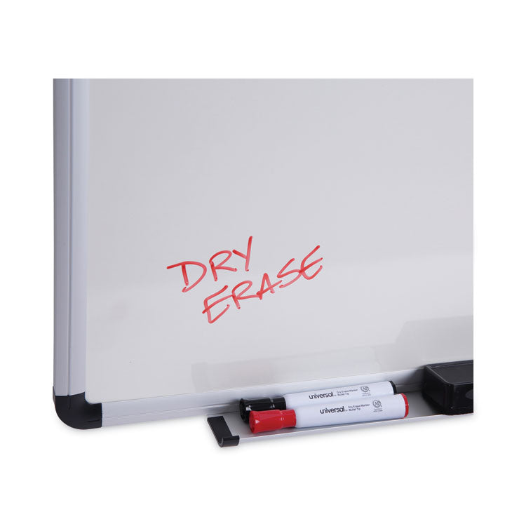 Modern Melamine Dry Erase Board with Aluminum Frame, 36" x 24", White Surface, Satin Aluminum Frame