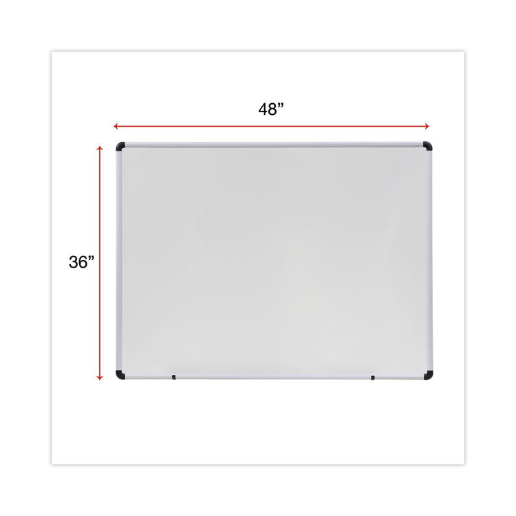 Modern Melamine Dry Erase Board with Aluminum Frame, 48" x 36", White Surface, Satin Aluminum Frame