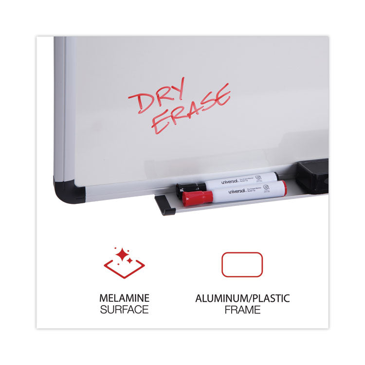 Modern Melamine Dry Erase Board with Aluminum Frame, 72" x 48", White Surface, Satin Aluminum Frame