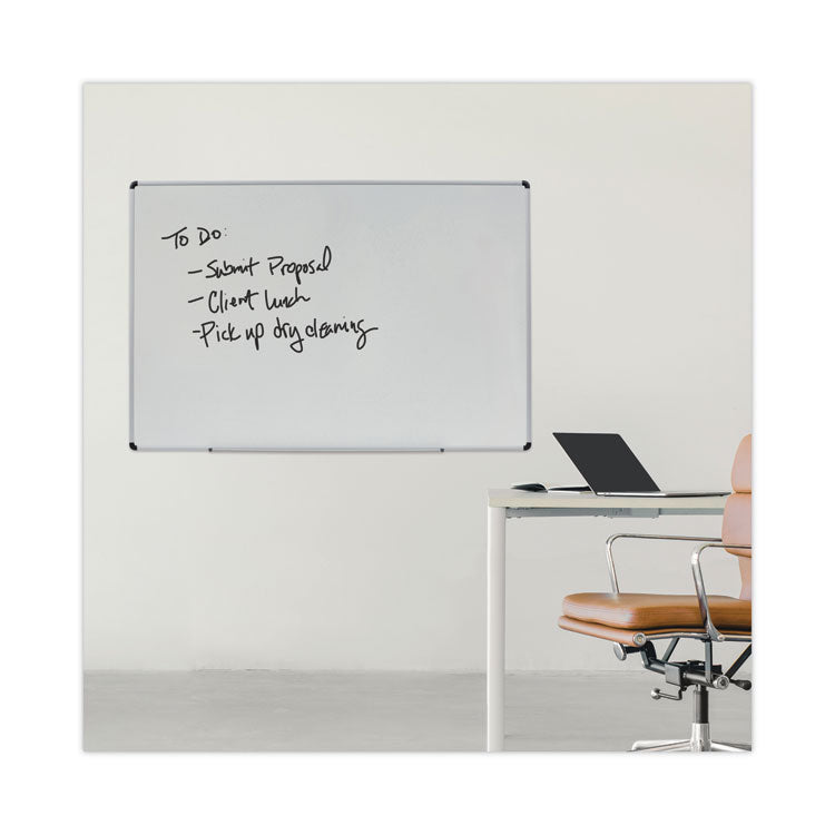 Modern Melamine Dry Erase Board with Aluminum Frame, 72" x 48", White Surface, Satin Aluminum Frame