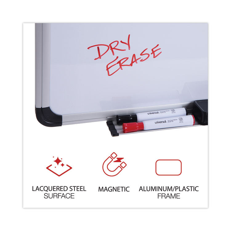 Magnetic Steel Dry Erase Marker Board, 24" x 18", White Surface, Satin Aluminum Frame