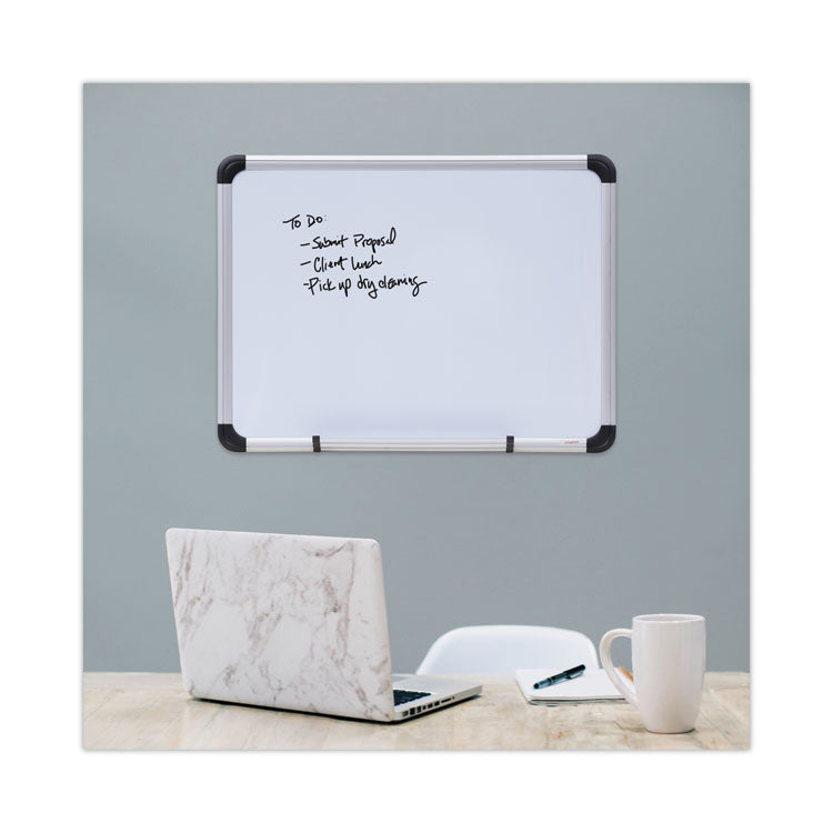 Magnetic Steel Dry Erase Marker Board, 24" x 18", White Surface, Satin Aluminum Frame