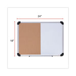Combination Dry Erase/Bulletin Board, 24" x 18", Tan/White Surface, Black/Satin Aluminum Frame