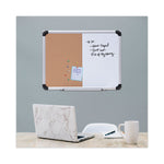 Combination Dry Erase/Bulletin Board, 24" x 18", Tan/White Surface, Black/Satin Aluminum Frame