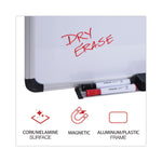 Combination Dry Erase/Bulletin Board, 36" x 24", Tan/White Surface, Black/Satin Aluminum Frame