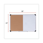 Combination Dry Erase/Bulletin Board, 36" x 24", Tan/White Surface, Black/Satin Aluminum Frame