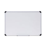 Deluxe Porcelain Magnetic Dry Erase Board, 36" x 24", White Surface, Silver/Black Aluminum Frame