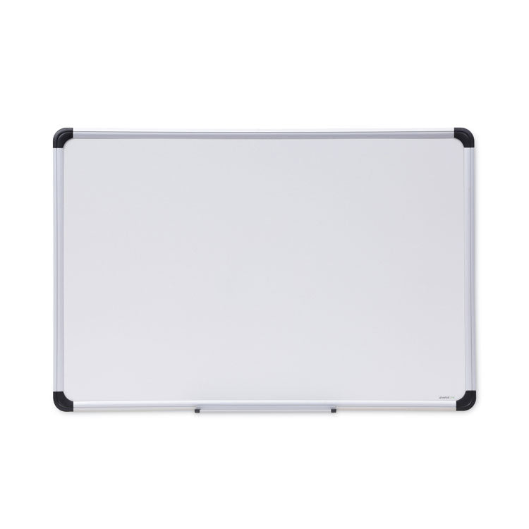 Deluxe Porcelain Magnetic Dry Erase Board, 36" x 24", White Surface, Silver/Black Aluminum Frame