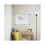 Deluxe Porcelain Magnetic Dry Erase Board, 36" x 24", White Surface, Silver/Black Aluminum Frame