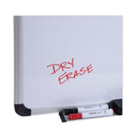 Deluxe Porcelain Magnetic Dry Erase Board, 36" x 24", White Surface, Silver/Black Aluminum Frame