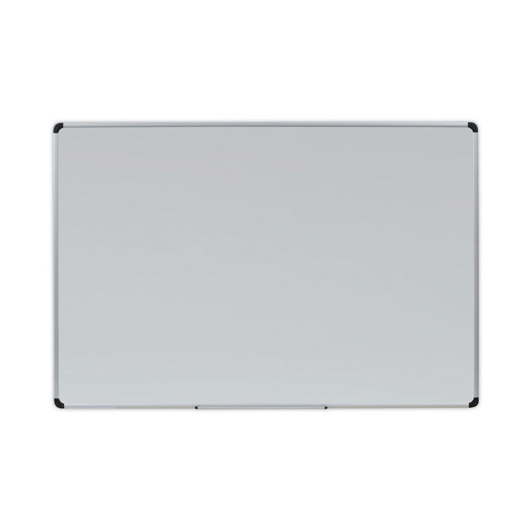 Deluxe Porcelain Magnetic Dry Erase Board, 72" x 48", White Surface, Silver/Black Aluminum Frame