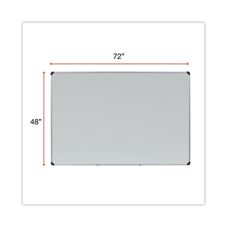 Deluxe Porcelain Magnetic Dry Erase Board, 72" x 48", White Surface, Silver/Black Aluminum Frame