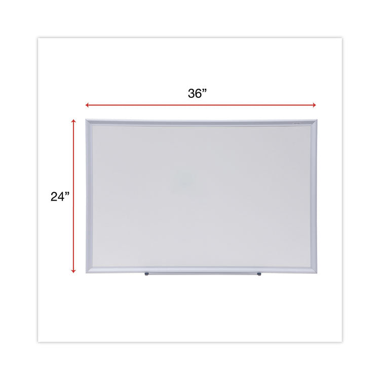Deluxe Melamine Dry Erase Board, 36" x 24", White Surface, Satin Aluminum Frame