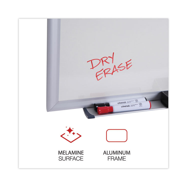 Deluxe Melamine Dry Erase Board, 48" x 36", White Surface, Satin Aluminum Frame