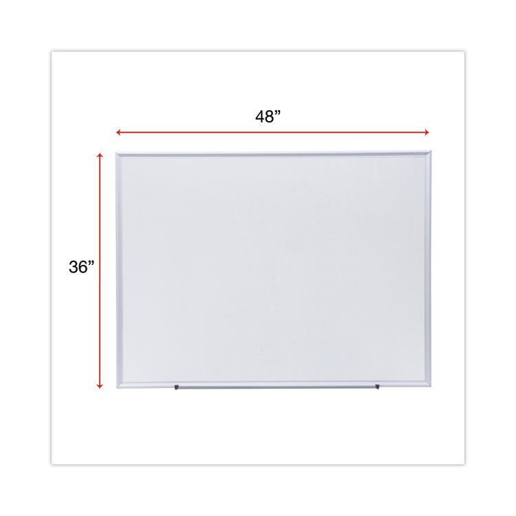 Deluxe Melamine Dry Erase Board, 48" x 36", White Surface, Satin Aluminum Frame