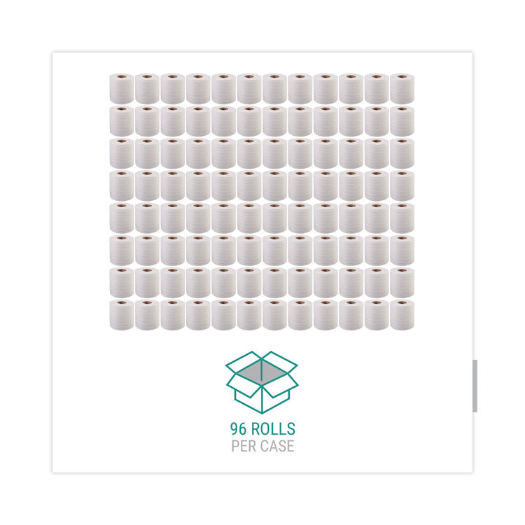 Bath Tissue, Septic Safe, Individually Wrapped Rolls, 2-Ply, White, 500 Sheets/Roll, 96 Rolls/Carton