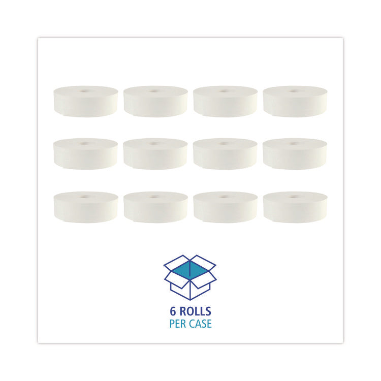 JRT Bath Tissue, Jumbo, Septic Safe, 2-Ply, White, 3.5" x 2,000 ft, 12" dia, 6 Rolls/Carton