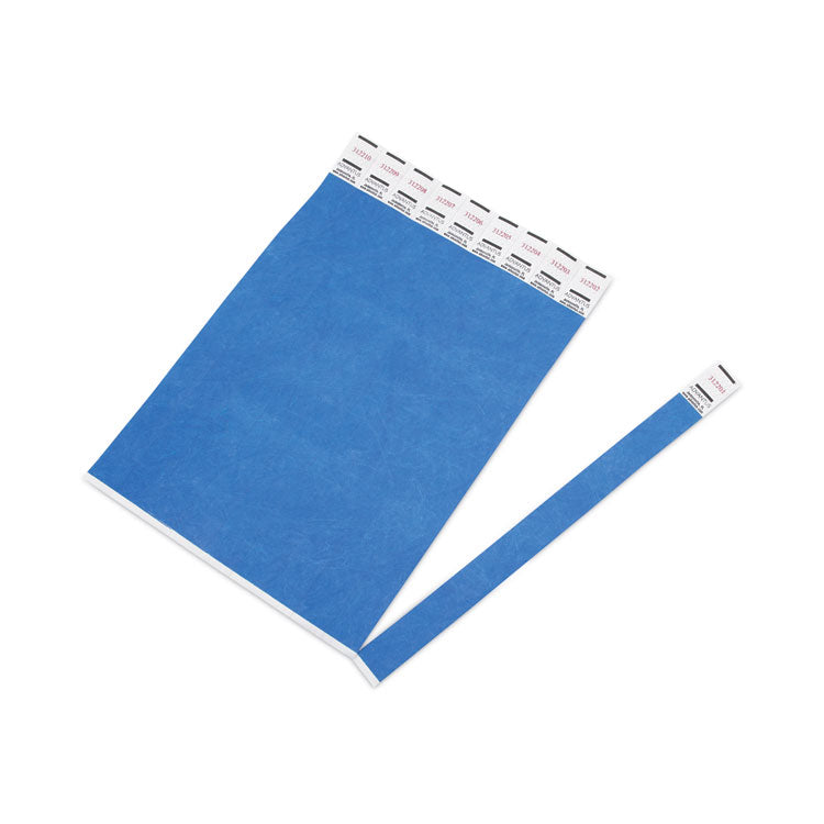 Crowd Management Wristbands, Sequentially Numbered, 9.75" x 0.75", Blue, 500/Pack