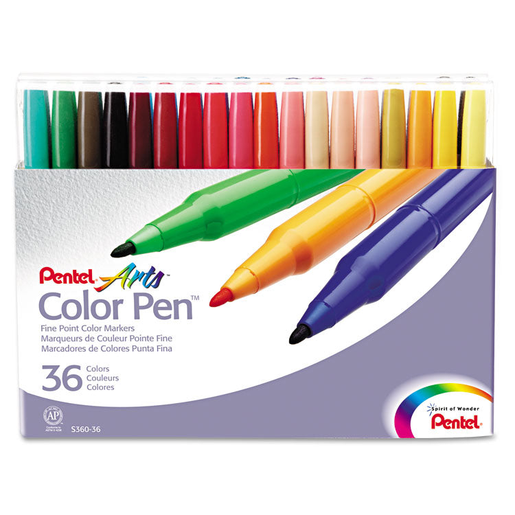 Fine Point 36-Color Pen Set, Fine Bullet Tip, Assorted Colors, 36/set